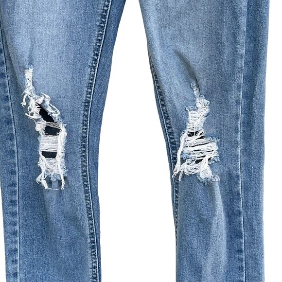 Forever 21 SZ 24 Skinny Jean Distressed High-Rise Button-Fly Stretch Light Wash - Picture 3 of 9